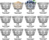 Vintage Glass Dessert Bowls, Set of 12, 9oz Glass Ice Cream Sundae