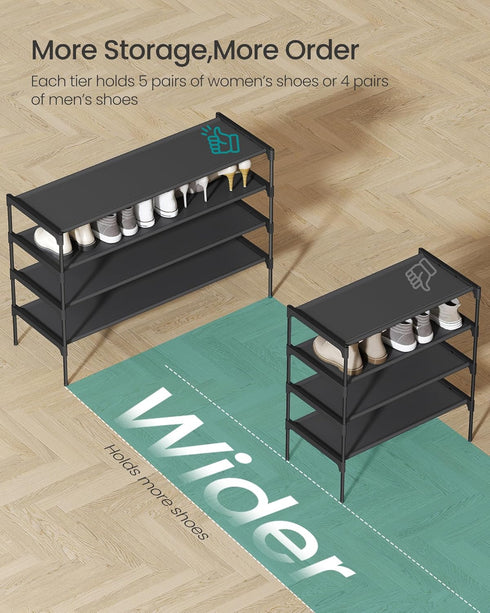 4-Tier 11.7 36.1 27.7 Inches, ULSH034BH01 SONGMICS Shoe Rack, Shoe Storage Organizer, Space-Saving, x x Entryway, Metal