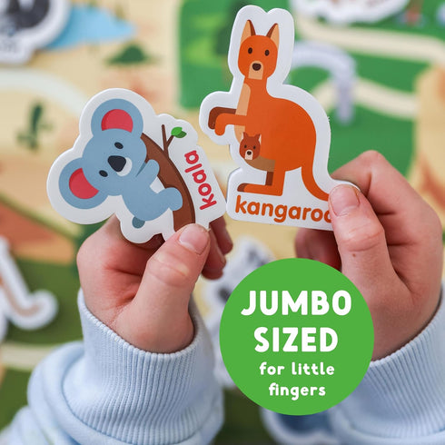 1-3 3-5 Curious Columbus Zoo Animals Fridge Toddler Magnets for Year Olds | Large Foam Refrigerator Magnets for Kids