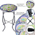 12 Inch Arbuxzuy Small Outdoor Side Table with Purple Flower, Glass Mosaic Patio Table Indoor, Round Plant Coffee Table