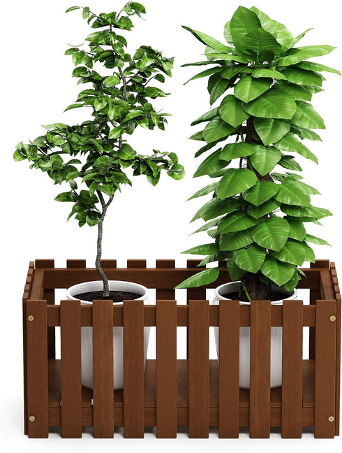 FG18453 Furinno Tioman Hardwood Patio Furniture Outdoor Slat Style Flower Planter Box, Natural