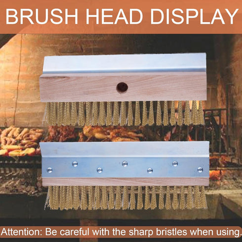LAKIDOGS 4 Commercial Aluminum Pizza Oven Brush, Grill Brush, Wire Brushes, with Scraper and Sections of Detachable