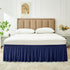 Biscaynebay Wrap Around Bed Skirts for Queen Beds, 15" Drop, Navy Adjustable Elastic Dust Ruffles, Machine Washable