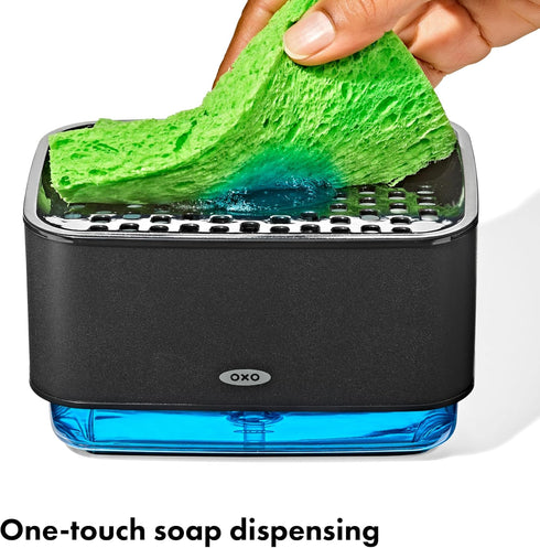 Black Soap Dispensing Sponge Holder by OXO Good Grips - Effortless Cleaning