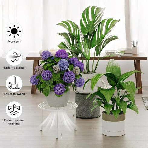 NQW 5 Pack Heavy Duty Rustproof Iron Flower Pot Stand Holder Indoor Outdoor Pot Stand Rack Decorative Round Flower