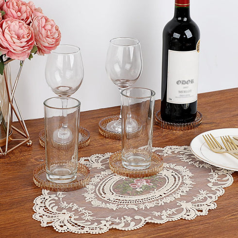 OGANAZI Set 5- Modern Clear Coaster of Glass Coasters for Drinks Crystal Coasters Round Cup Coasters Coffee Table Decor