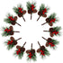 QLINLEAF Christmas Red Berry Stem Floral Pine Cone Artificial Branch Evergreen Decoration -