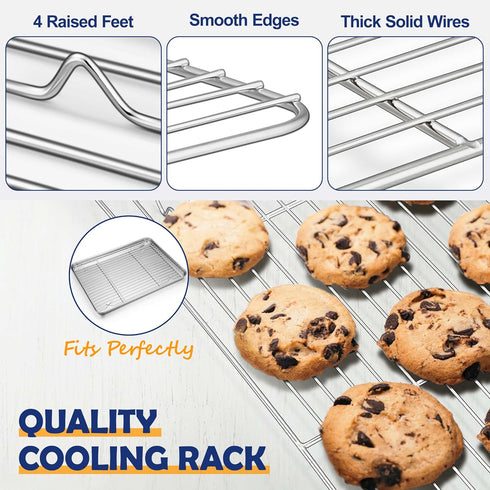 Joyfair 16” Baking Sheet & Rack Set, Stainless Steel Cookie Sheet Pan with Cooling Rack for Baking/Roasting, Oven Safe