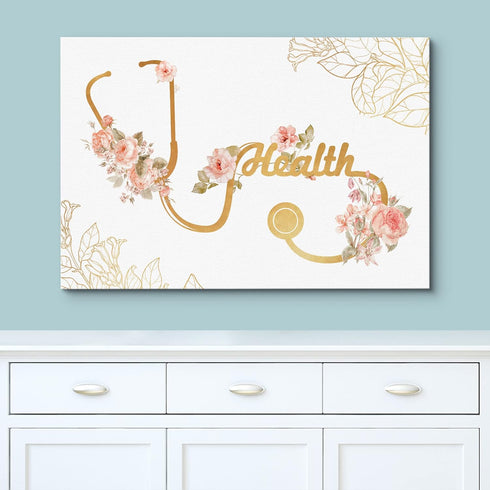 wall26 24"x36" Canvas Print Wall Art Doctor Stethoscope Pastel Rose Flowers Medical & Hospital Health Illustrations