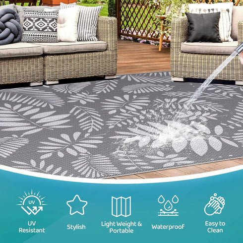 (6'x 9', StepRite Outdoor Rug, Patio Rug, Plastic Straw Camping Rugs, Large Waterproof Area Rug and Mat for Outdoors