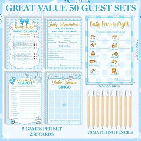 Patelai 321 5 Set Pcs Blue Bow Boy Baby Shower Games Decorations a Sweet Baby Boy Is on The Way Blue Gender Reveal
