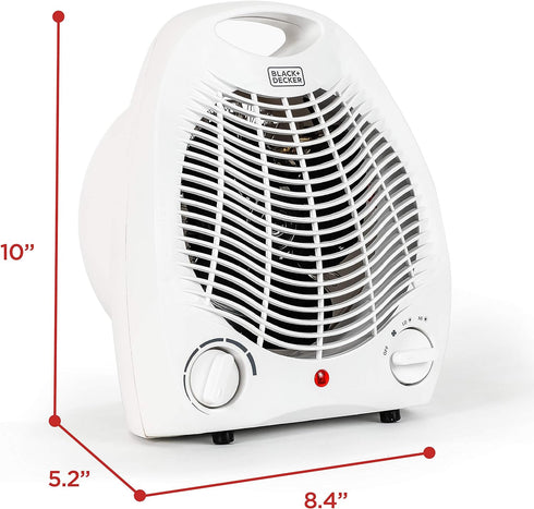 BLACK+DECKER Space Heater - Personal Heater for Office Desk, 3 Settings, Adjustable Thermostat, Black & White