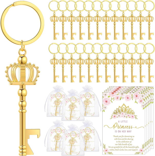 Ferreve 50 Sets Baby Shower Bottle Opener Favors Included Bottle Opener Keychain Crown