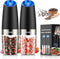 XinXu Gravity Automatic Electric Pepper and Salt Grinder, Auto Mill Shaker, Stainless Steel, Black with Blue LED Light