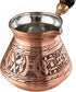 BCS 12 Oz Copper Turkish Greek Arabic Coffee Pot with Wooden Handle, Cezve Ibrik Briki Stovetop Maker (4 servings)