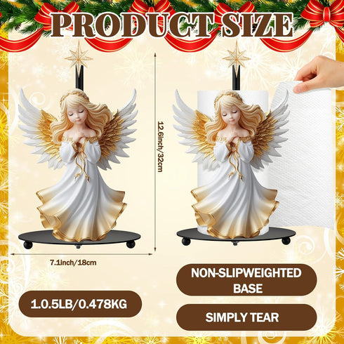 Countertop Shellwei Christmas Angel Paper Towel Holder with Round Base Christmas Bathroom Decor Xmas Gifts Rustic Angel