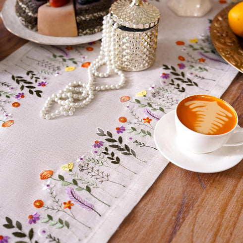 Country (14 28 Inch, ARTABLE Lace Tablecloth - Linen Color Embroidery Farm Elegant Coffee Tablecloth - Kitchen & Dining
