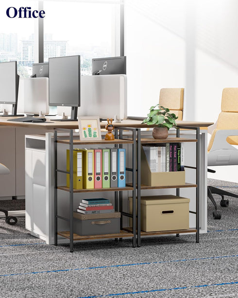 3-Tier (16.5"11.0"28.1") Kitsure Book Shelf - Wood & Metal Bookshelf with Handle & Adjustable Feet, Lightweight