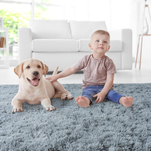 AAFKK 5x7 Area Rugs for Living Room, Grey Fluffy Shaggy Rug Soft Carpets, Rugs for Bedroom Nursery Kids Room Dorm Home