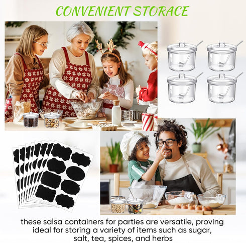 12 (7.1 oz,Clear) Tioncy Pcs Ice Cream Bar Supplies Sugar Bowls with Lid and Spoon Acrylic Candy Dispenser Party Bar