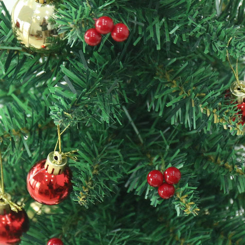 24 Inch Tabletop Mini Christmas Tree, Miniature Pine Tree with Hanging Ornaments, Battery Operated