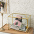 Glass Wedding Card Box with Slot, Large Clear 10.2 inch Gold Brass Gift Card Storage Box with Lock for Wedding