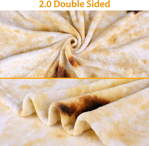 80in 2.0 LetsFunny Burrito Tortilla Throw Blanket, Double Sided Burritos Taco Tortilla Wrap Blankets for Women Men Teen