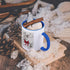 3dRose Elegant Christmas Holly and Berries Pattern Mug - Two Tone, 11 oz, Blue