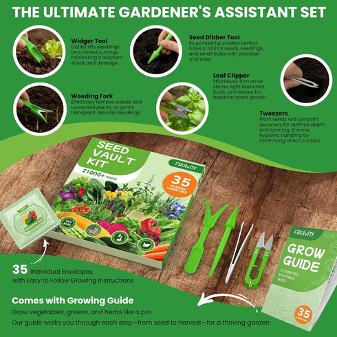 35 Pack 21000+ Set Heirloom Seeds Variety - Non-GMO Seeds for Planting Vegetables and Fruits, Home Garden Seeds