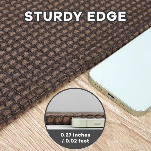 Boho 2x5 Ft Runner Rug, Washable Cotton Kitchen Runner with Rubber Backing for Hallways, Bedroom, Brown