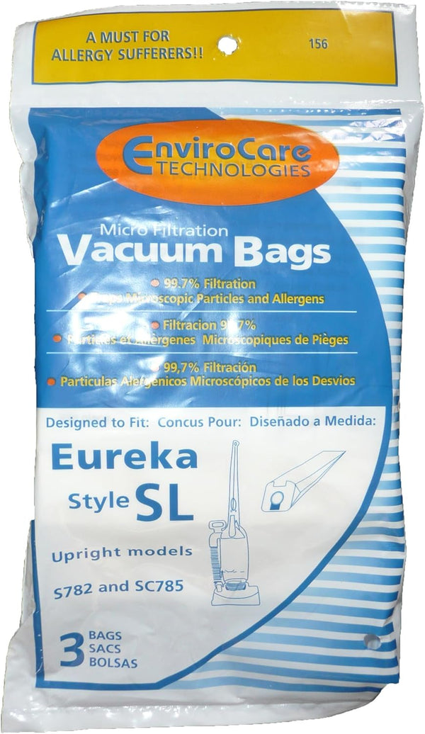 Replacement Micro Filtration Vacuum Cleaner Dust Bags EnviroCare Compatible with Eureka Electrolux Sanitaire Style SL
