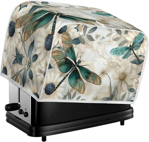 Dragonfly Daisy Toaster Cover, 2 Slice Stain Resistant Bakeware, Washable Kitchen Broiler Organizer Bag