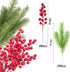 WXJ13 30 Pieces Artificial Pine Branches Christmas Holly Berries Artificial Red Berry Stems for Christmas Wreath