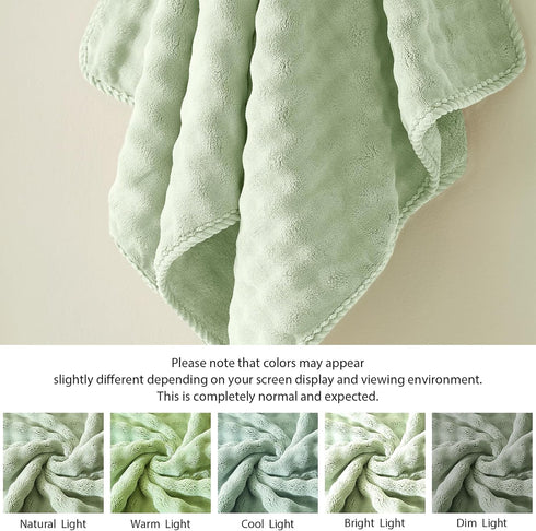 COZYART Sets 8 3D Set 2 2 2 2 Lint Free Towel Pcs Sage Green, Thick, Super Soft, Absorbent & Quick Dry Microfiber