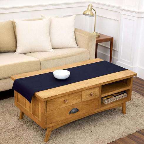 Solino Home Linen Navy Blue Table Runner 60 Inches - 100% Pure