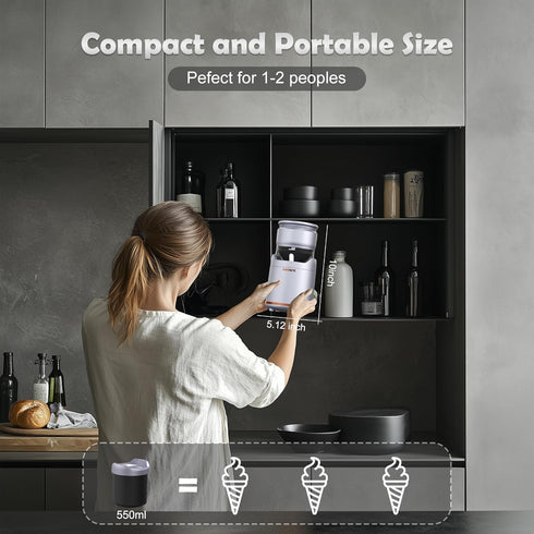 1-2 Sorbet,Gelato,Frozen BRIOBITE Ice Cream Maker,Rechargeable Soft Ice Cream Machine with Low Noise,Compact