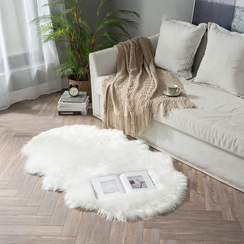 3x5 MIULEE Luxury Soft Fluffy Area Rug Feet, Faux Fur Sheepskin Rug Decorative Plush Shaggy Carpet for Christmas Decor
