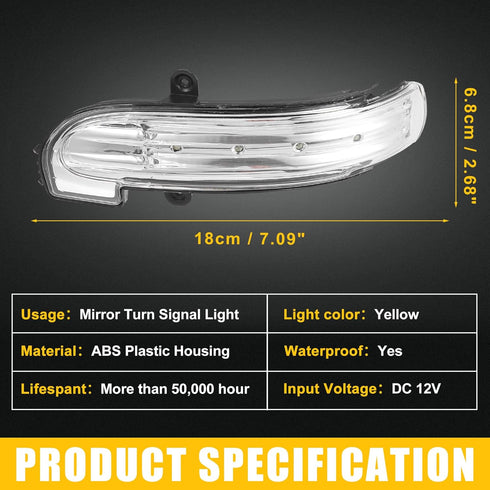 Front Left Side Door Rearview Wing Mirror with LED Turn Signal Light No.A2038201521 for Mercedes-Benz C230 2005-2007