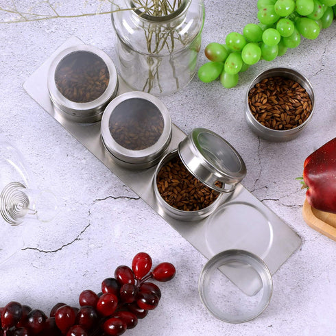 CHENGU 3 Set Stainless Steel Wall Plate Base - Piece for Magnetic Spice Jars