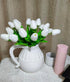 Artificial Tulips 10 Heads Mini Real Touch Flowers, Fake Tulip for Home Decor, Wedding Party DIY Bouquet (White)