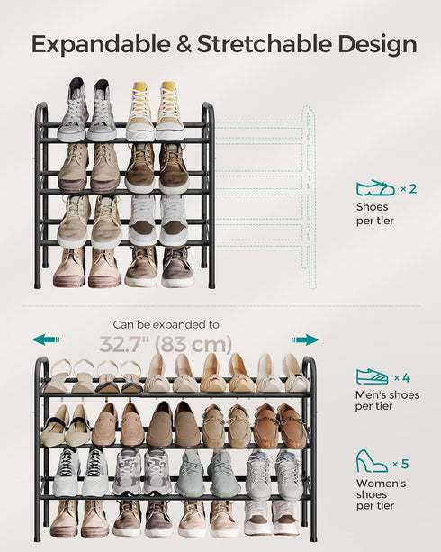 3 20 Closet, SONGMICS Expandable Shoe Rack, Tier Shoe Rack Shelf, Adjustable Shoe Organizer Storage for Pairs of Shoes