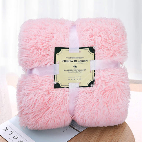 Cozy 60"x80" BENRON Baby Pink Throw Blankets, Soft Shaggy Plush Sherpa Blankets, Lightweight Fluffy Faux Fur Blankets