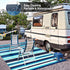 6'x9' HUGEAR Outdoor Waterproof Rug Plastic Straw Rugs Washable Reversible Floor Mat Blue Stripe Carpet for Camping RV