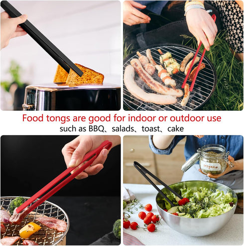 2PCS Silicone Trivet Tongs, 11.8" Anti-slip Kitchen Tongs for Cooking and BBQ Grilling