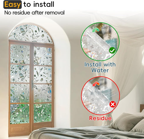 Rainbow Window Privacy Film, Decorative Stained Glass Tint for Home, 3D Decals Clings for Glass Windows, 17.5" by 78.74"