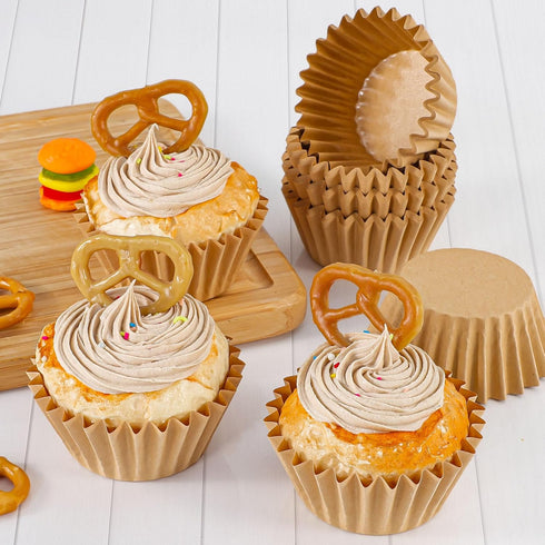 Caperci Heavy Duty Standard Natural Cupcake Liners 150 Counts - Grease-Resistant Paper Muffin Baking Cups, Odorless, No Muffin Pan Needed, Easily Peels (Natural) by Caperci