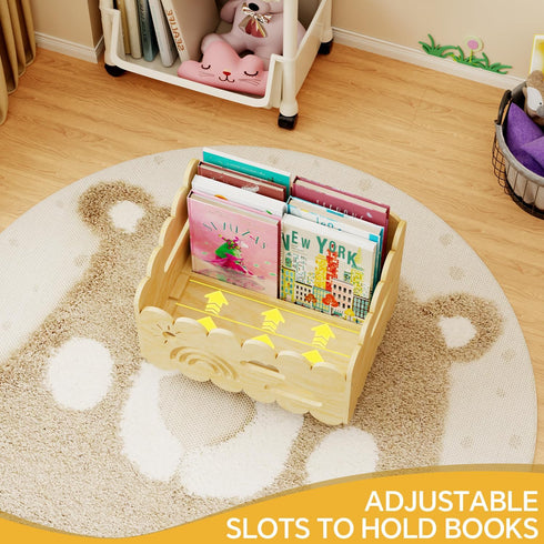 BPMFDTNL 2 Wood Kids Bookshelf, Montessori Bookshelf, With Adjustable Dividers, Suitable Kids Rooms, Nursery