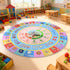 5ft ABC Round Kids Rug for Playroom, Alphabet Small Classroom Rug, Educational Kids Play Mat With Number Shape Animal