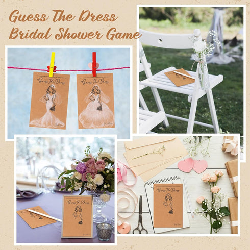 30 Sets Fulmoon Guess The Dress Bridal Shower Games for Guests Include Wedding Shower Games Cards and Water Soluble