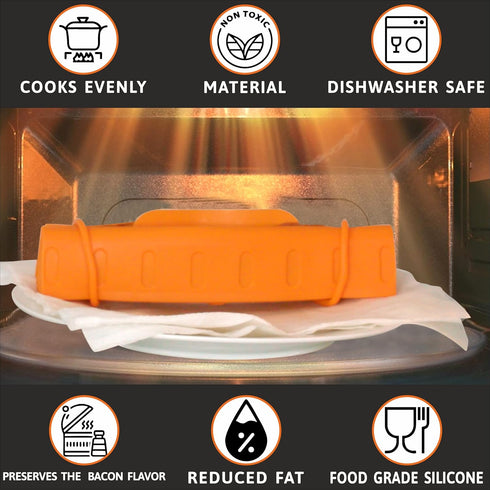 Pack 2 1 Bad Boy Microwave Bacon Cooker with Microwave Bacon Tray - Crispy Bacon Cooker For Microwave Oven - Microwave